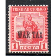 Trinidad & Tobago Sc MR1 1917 1 d scarlet War Tax overprint stamp mint