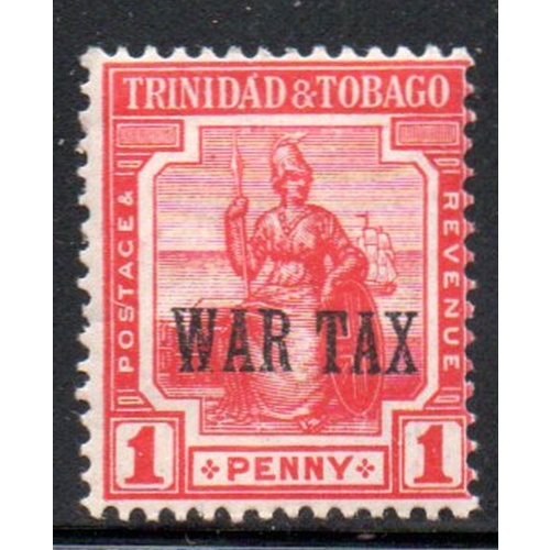 Trinidad & Tobago Sc MR1 1917 1 d scarlet War Tax overprint stamp mint