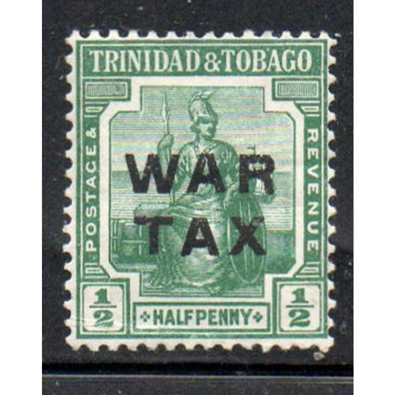 Trinidad & Tobago Sc MR8 1918 1/2 d green War Tax overprint stamp mint