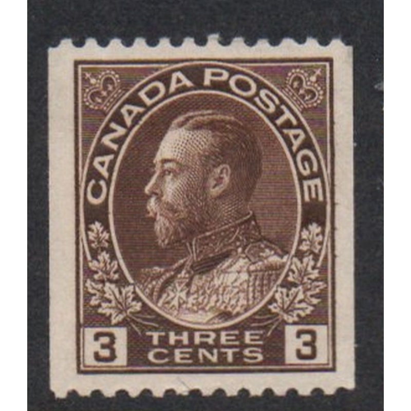 Canada  Sc 134 1921 3 c brown   George V Admiral coil stamp mint