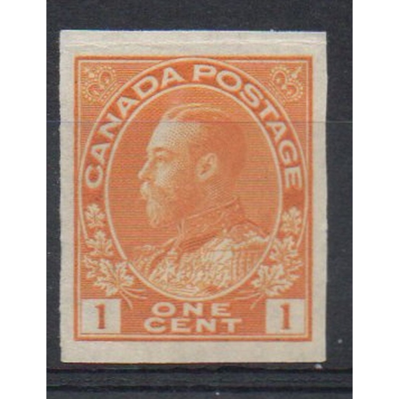 Canada  Sc 136 1924 1 c  yellow George V Admiral stamp imperf mint