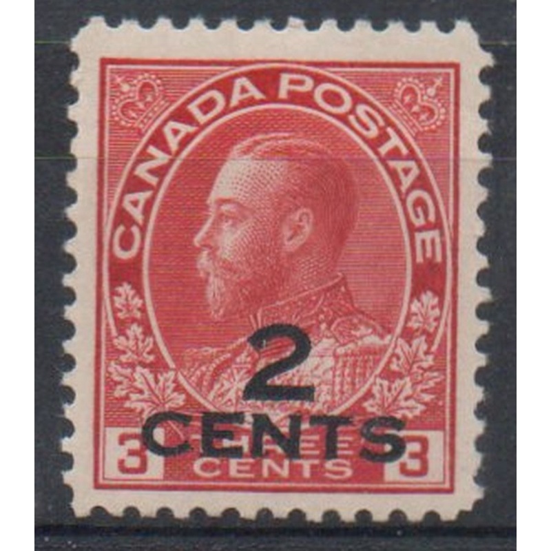 Canada  Sc 140 1926 2 c overprint on 3 c  carmine George V Admiral stamp mint