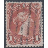 Canada  Sc 22 1868 1 cent brown red large Queen Victoria stamp used