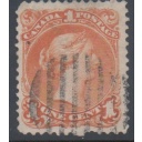 Canada  Sc 23 1868 1 cent yellow orange large Queen Victoria stamp used