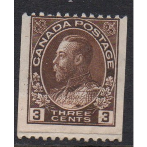 Canada  Sc 134 1921 3 c brown   George V Admiral coil stamp mint