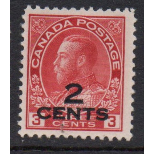 Canada  Sc 140 1926 2 c overprint on 3 c  carmine George V Admiral stamp mint