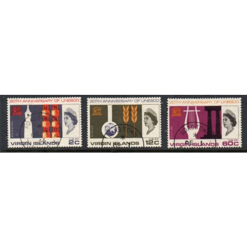 British Virgin Islands Sc 176-178 1966 UNESCO Anniversary stamp set used