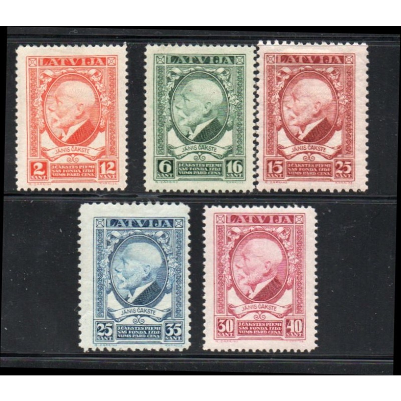 Latvia Sc B29-B33 1928 President Cakste stamp set mint