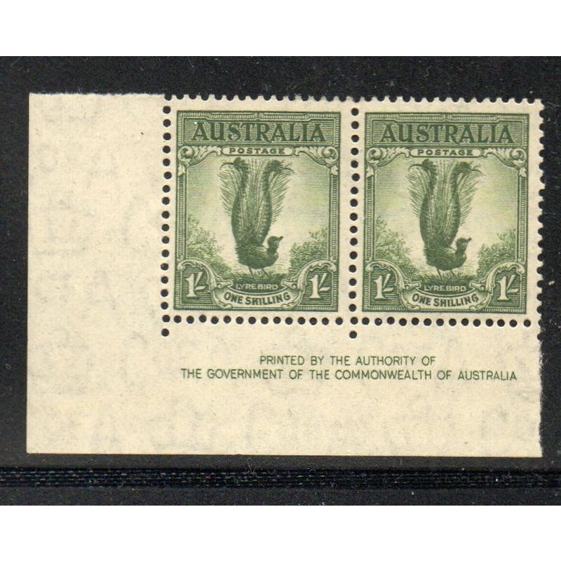 Australia Sc 175a  1/ Lyrebird stamp imprint pair mint NH