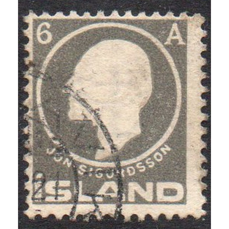 Iceland Sc 89 1911 6 aur gray Sigurdsson stamp used