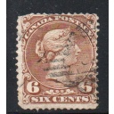 Canada Sc 26 1868 6c dark brown Large Queen Victoria stamp used