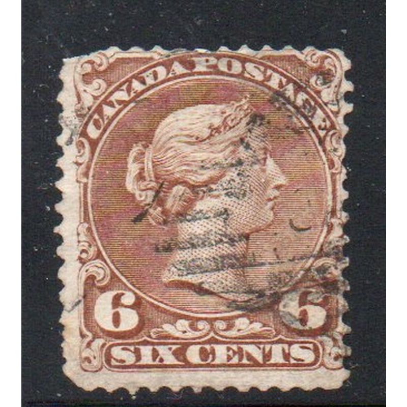 Canada Sc 26 1868 6c dark brown Large Queen Victoria stamp used