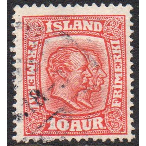 Iceland Sc 104 1915 10 aur scarlet 2 Kings  stamp used
