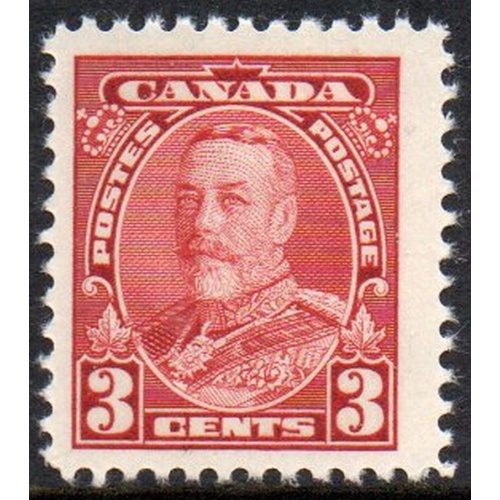 Canada Sc 219 1935 3c dark carmine George V stamp mint
