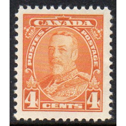 Canada Sc 220 1935 4c yellow George V stamp mint