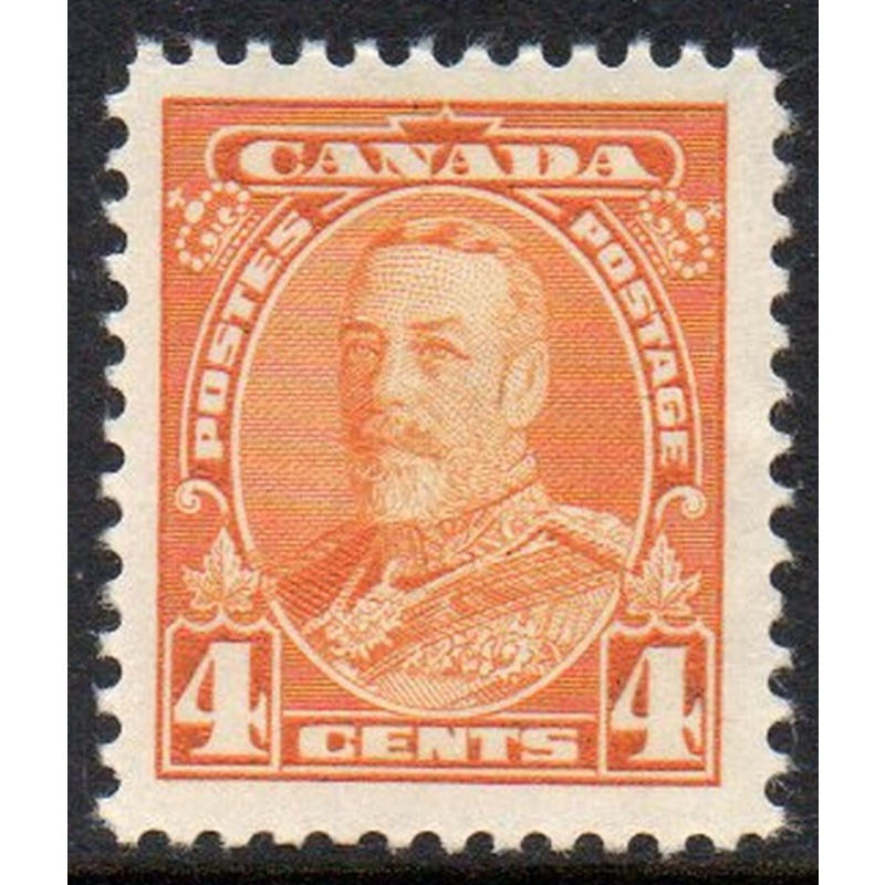 Canada Sc 220 1935 4c yellow George V stamp mint