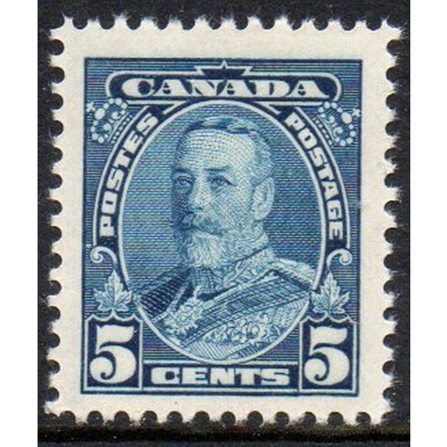 Canada Sc 221 1935 5c blue George V stamp mint