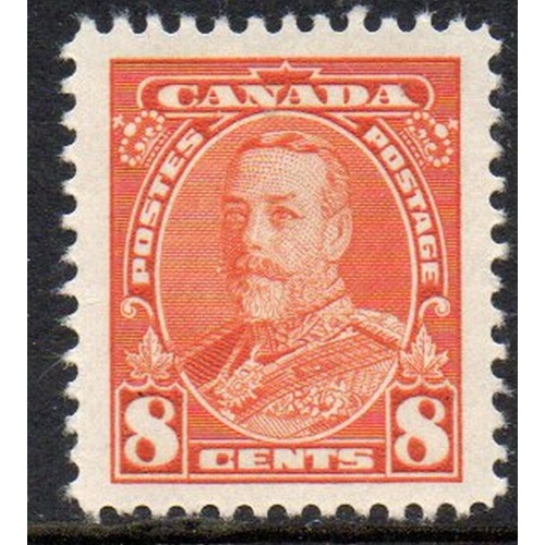 Canada Sc 222 1935 8c deep orange George V stamp mint