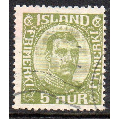 Iceland Sc 112 1920 5 aur olive green Christian X  stamp used