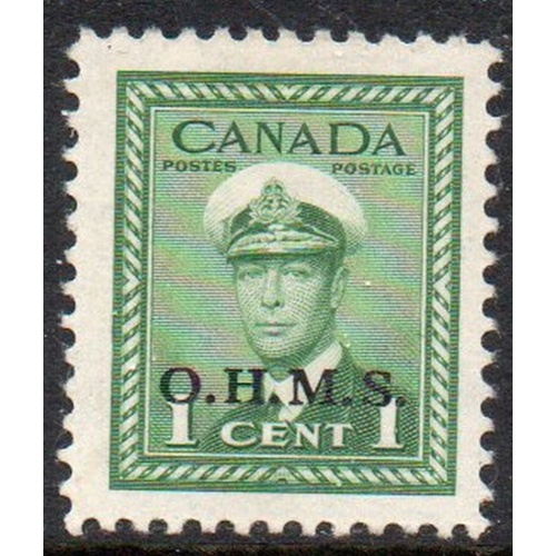 Canada Sc O1 1949 1 c G VI OHMS overprint Official stamp mint
