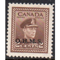 Canada Sc O2 1949 2 c G VI OHMS overprint Official stamp mint