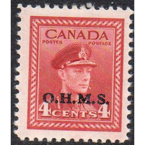 Canada Sc O4 1949 4 c G VI OHMS overprint Official stamp mint