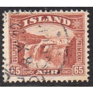 Iceland Sc 174 1932 65 aur red brown Golden Falls stamp used