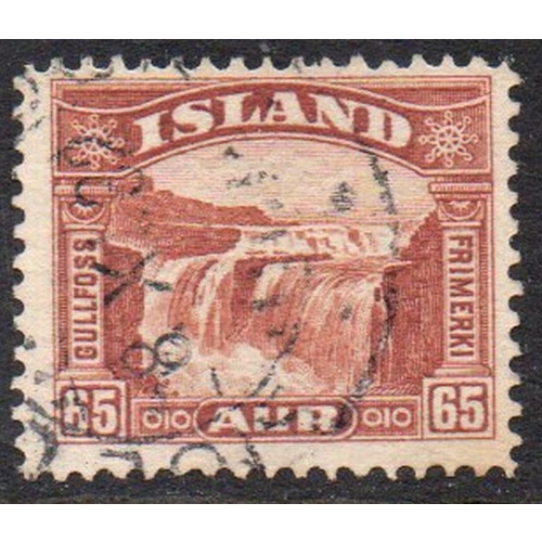 Iceland Sc 174 1932 65 aur red brown Golden Falls stamp used