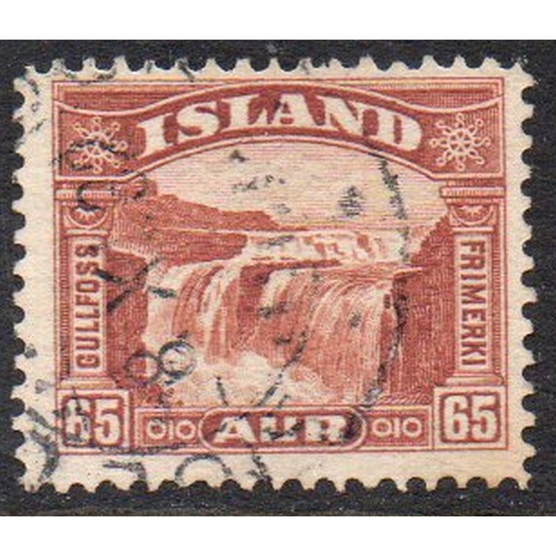 Iceland Sc 174 1932 65 aur red brown Golden Falls stamp used