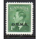 Canada Sc O12 1950 1 c G VI OHMS overprint Official stamp mint