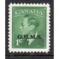 Canada Sc O12 1950 1 c G VI OHMS overprint Official stamp mint
