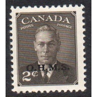 Canada Sc O13 1950 2 c G VI OHMS overprint Official stamp mint