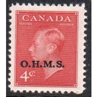 Canada Sc O15 1950 4 c G VI OHMS overprint Official stamp mint