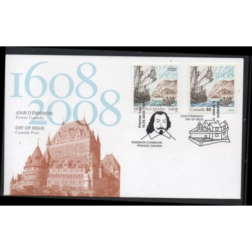 Canada Sc 2269 2008 Founding of Quebec City FDC joint with France