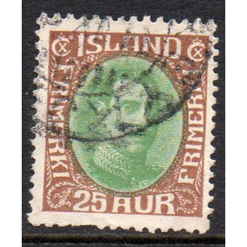 Iceland Sc 182 1931 25 aur redrawn Christian X stamp used