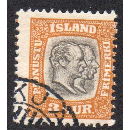 Iceland Sc O31 1907 3 aur 2 Kings Official stamp used