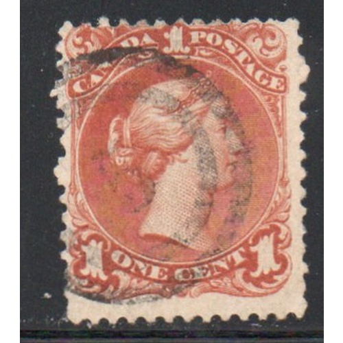 Canada  Sc 22 1868 1 cent brown red large Queen Victoria stamp used