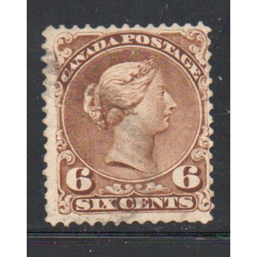 Canada  Sc 27a 1868 6c yellow brown Queen Victoria stamp used