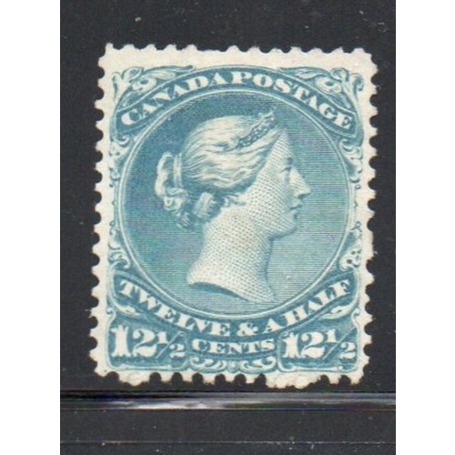 Canada  Sc 28 1868 12 1/2 c blue Queen Victoria stamp used