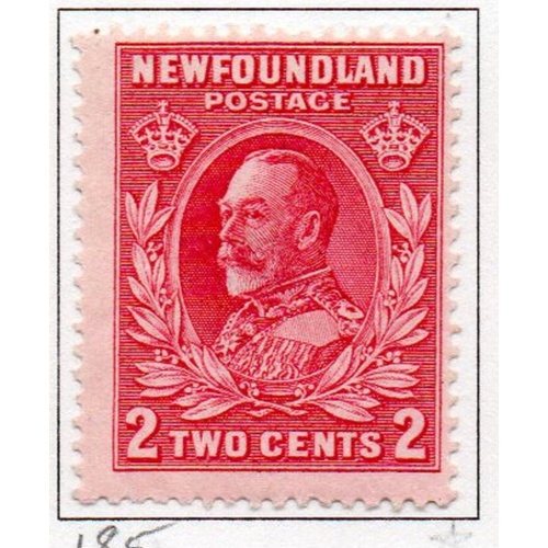 Newfoundland Sc 185 193 2 cent rose George V stamp mint