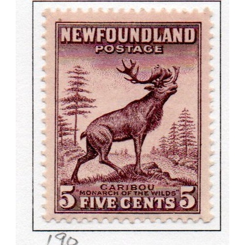 Newfoundland Sc 190 1932 5 cent violet brown Caribou stamp mint