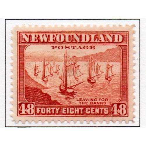 Newfoundland Sc 199 1938 48 cent red brown Fishing Fleet stamp mint