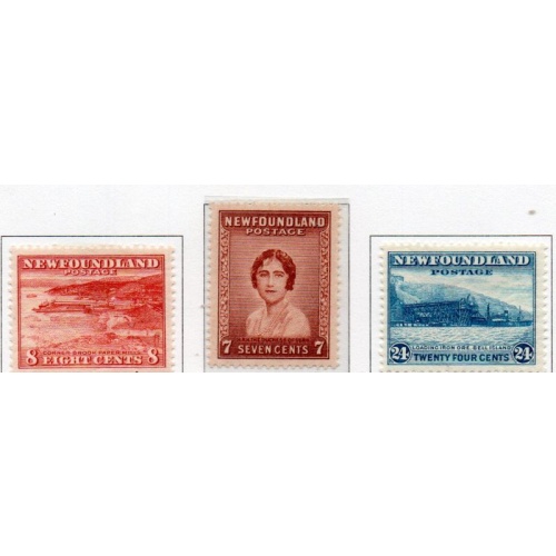 Newfoundland Sc 208-210 1932 Paper Mill, Ore Dock, Duchess stamp set mint