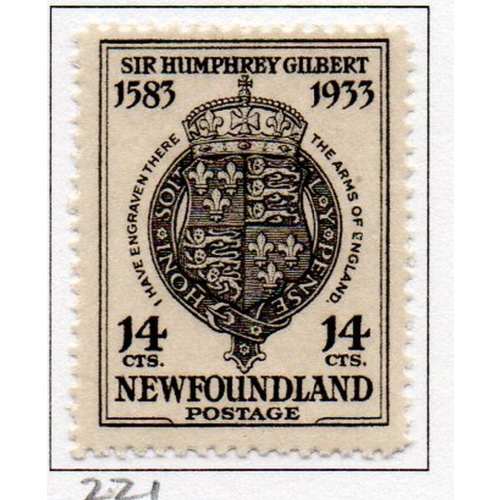 Newfoundland Sc 221 1933 14c England Coat of Arms stamp  mint