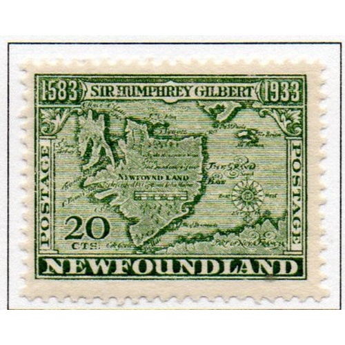 Newfoundland Sc 223 1933 20c Map of Newfoundland stamp  mint