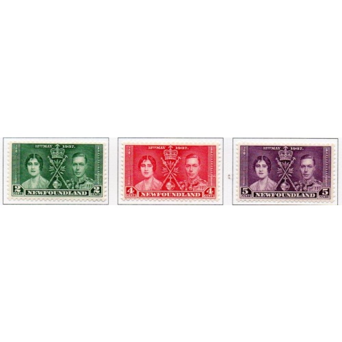 Newfoundland Sc 230-232 1937 George VI Coronation stamp set  mint