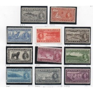 Newfoundland Sc 233-243 1937 George VI Long  Coronation stamp set  mint most NH