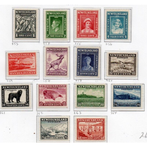 Newfoundland Sc 253-256 1941-1944 Royalty & Views stamp set  mint NH