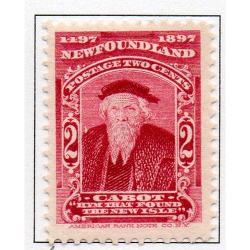Newfoundland Sc 62 1897 2 c carmine lake John Cabot stamp mint