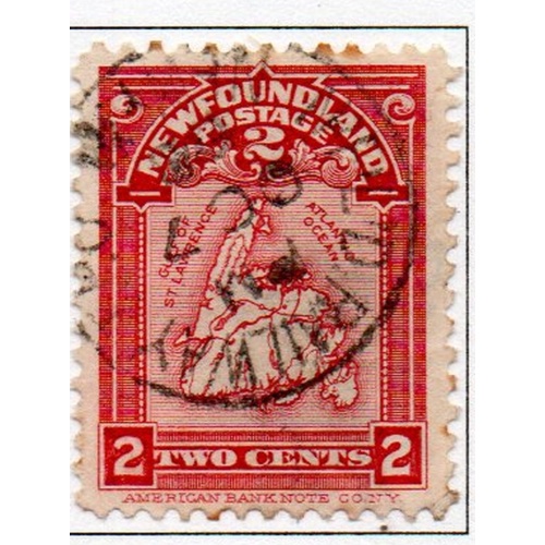 Newfoundland Sc 86 1908 2 c rose carmine Map stamp used